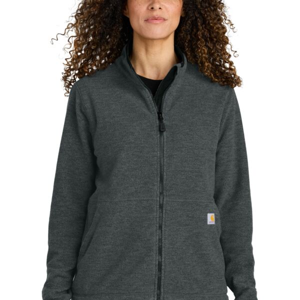 Women's Textured Full Zip Fleece Jacket Thumbnail